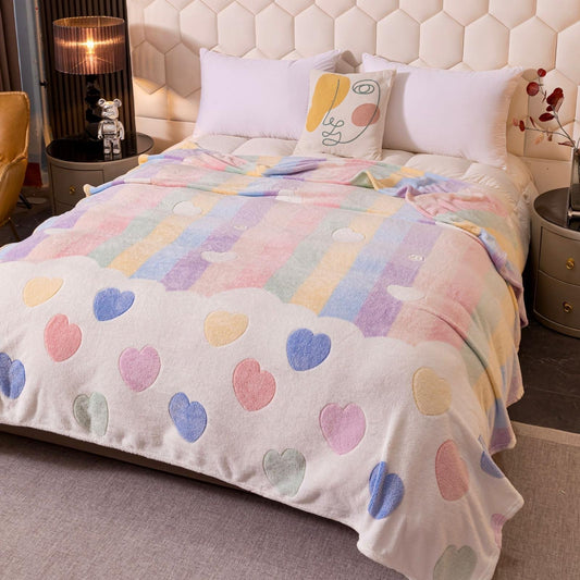 Patura Cocolino Subtire, 200x230cm, Inimi Colorate-C7933