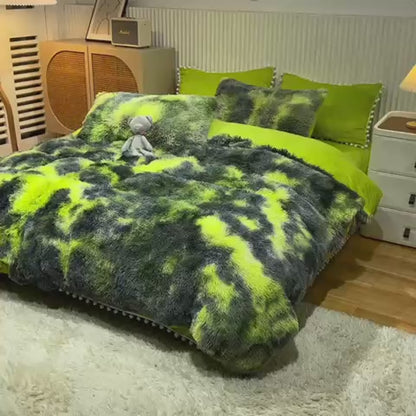 Lenjerie Cocolino Fluffy, Pufoasa, cu Ciucuri, 6 Piese, Multicolor-C4541