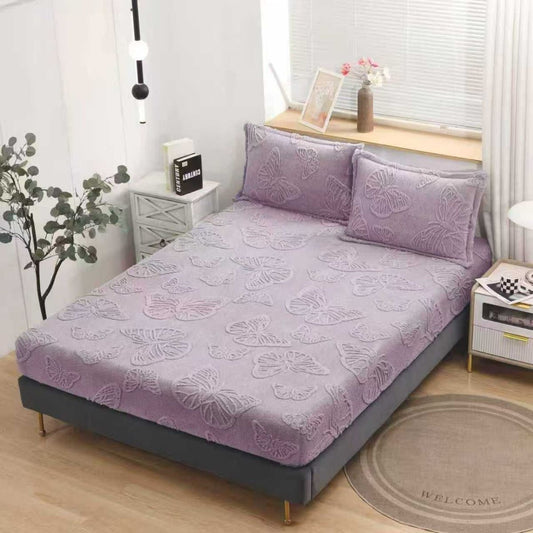 Husa Cocolino cu Elastic+2 Fete de Perna, Fluturi Gofrati, Lila-D9202