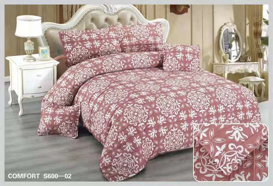 Lenjerie Pat Dublu din Finet Fin Creponat, 6 Piese, Fleur de Lis-D10579