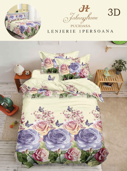 Lenjerie 3D, 1 Persoana Bumbac Satinat, 4 Piese-H10910