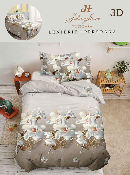 Lenjerie 3D, 1 Persoana Bumbac Satinat, 4 Piese-H10906