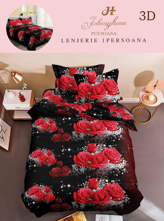 Lenjerie 3D, 1 Persoana Bumbac Satinat, 4 Piese-H10903