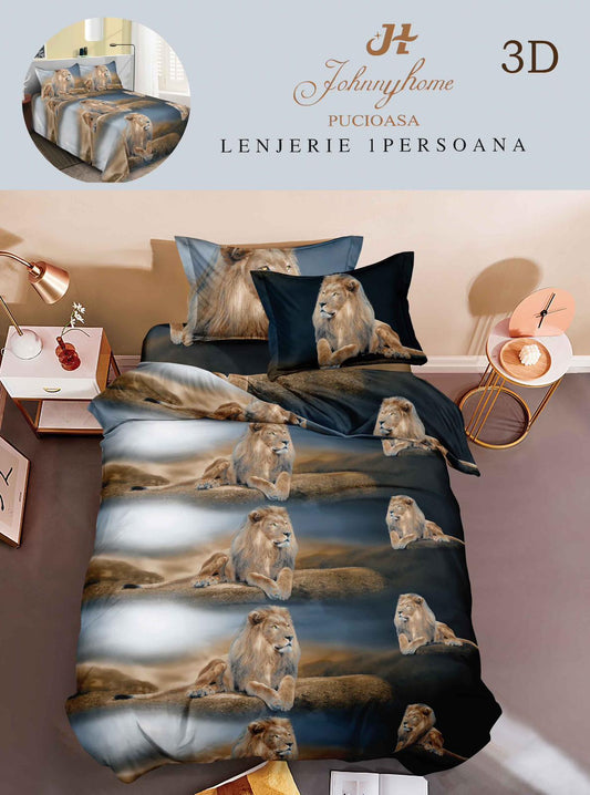 Lenjerie 3D, 1 Persoana Bumbac Satinat, 4 Piese-H10898