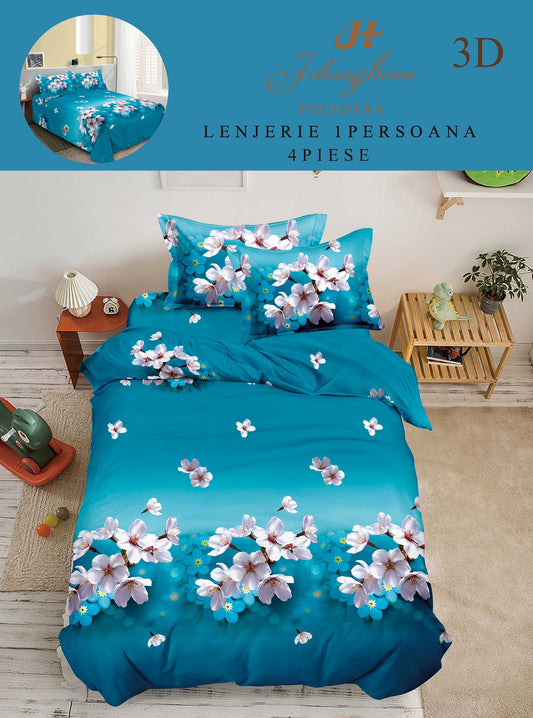Lenjerie 3D, 1 Persoana Bumbac Satinat, 4 Piese-H10885