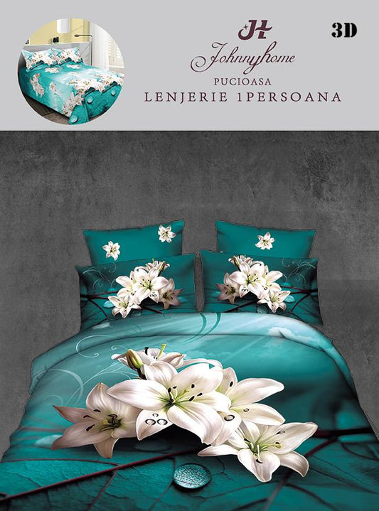 Lenjerie 3D, 1 Persoana Bumbac Satinat, 4 Piese-H10900
