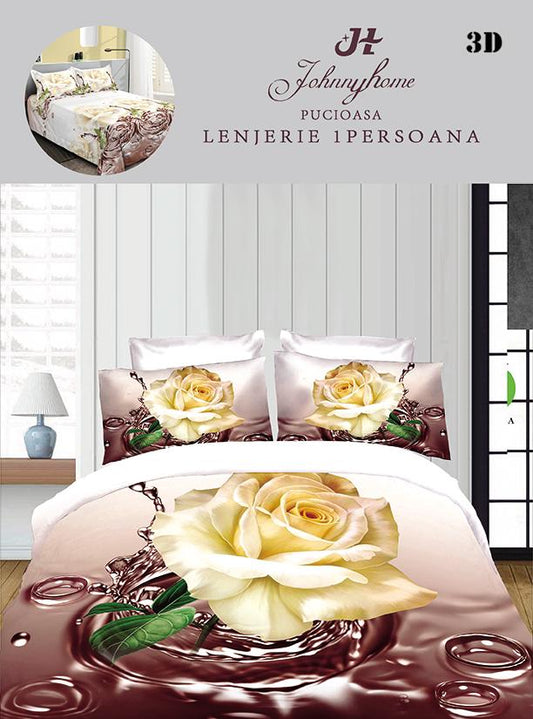Lenjerie 3D, 1 Persoana Bumbac Satinat, 4 Piese-H10901