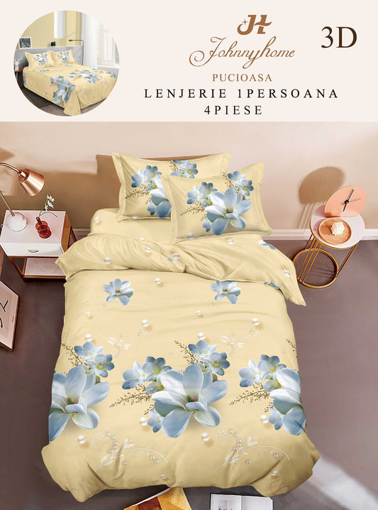 Lenjerie 3D, 1 Persoana Bumbac Satinat, 4 Piese-H10902