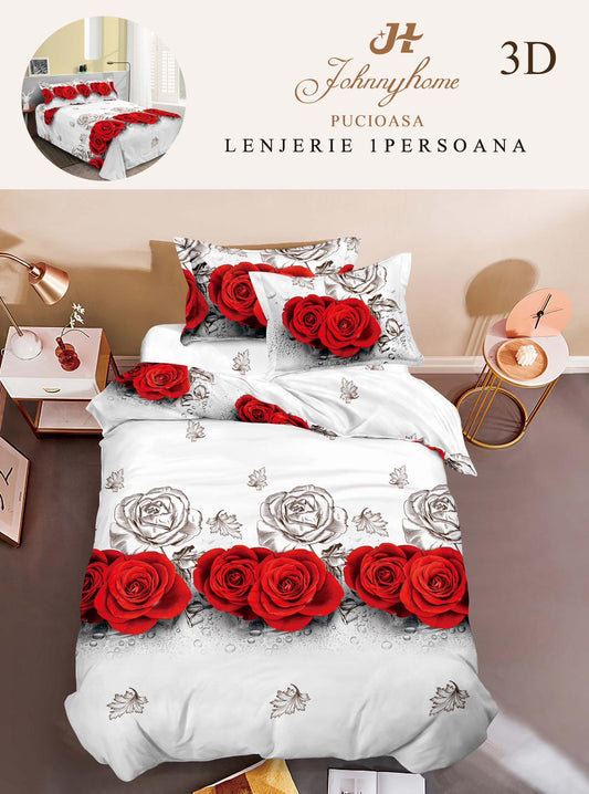 Lenjerie 3D, 1 Persoana Bumbac Satinat, 4 Piese-H10889