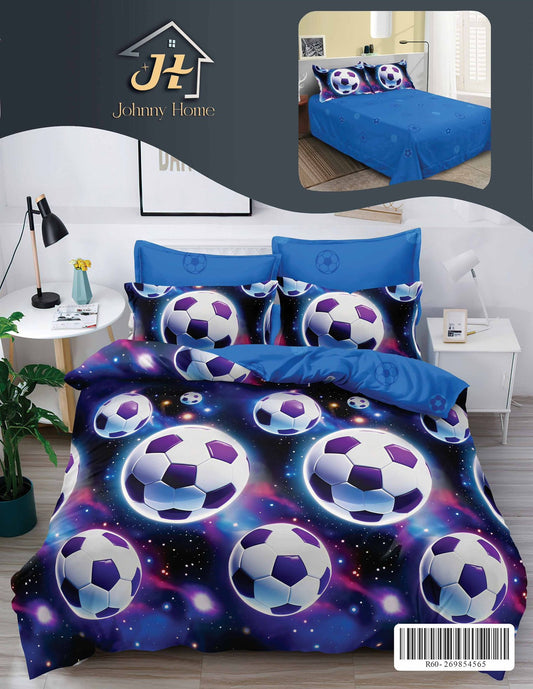 Lenjerie Pat Dublu din Bumbac Finetat Superior, 6 Piese, Football-H10915