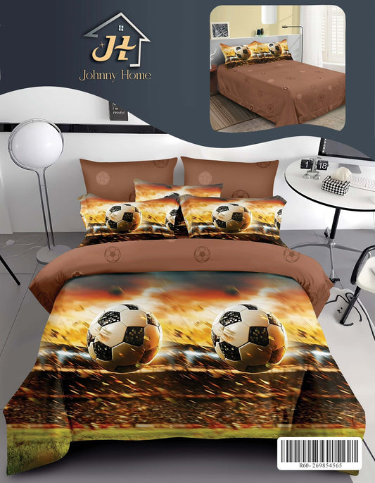 Lenjerie Pat Dublu din Bumbac Finetat Superior, 6 Piese, Football-H10914