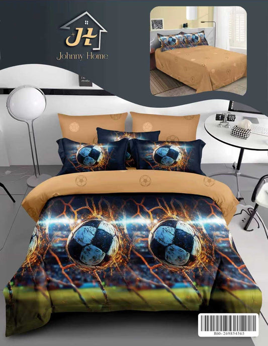 Lenjerie Pat Dublu din Bumbac Finetat Superior, 6 Piese, Football-H10919