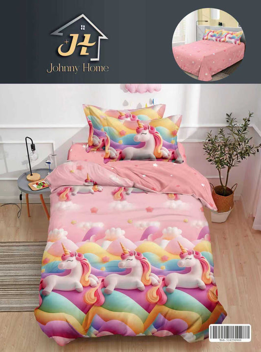 Lenjerie Finet 4 Piese 1 Persoana, Unicorni-H10974