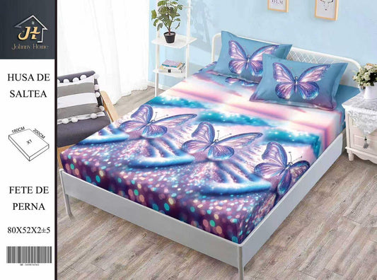Husa de Pat cu Elastic, Din Finet, 180x200cm+2 fete de Perna-H11029