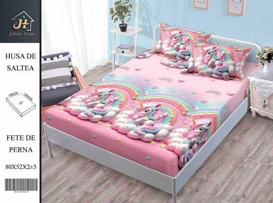 Husa de Pat cu Elastic, Din Finet, 180x200cm+2 fete de Perna-H11030