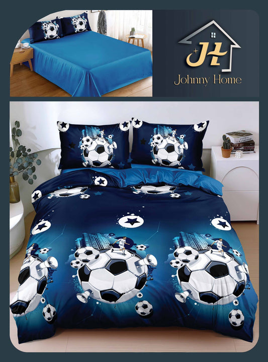 Lenjerie Pat Dublu Bumbac Satinat, 4 Piese, Football-H10837