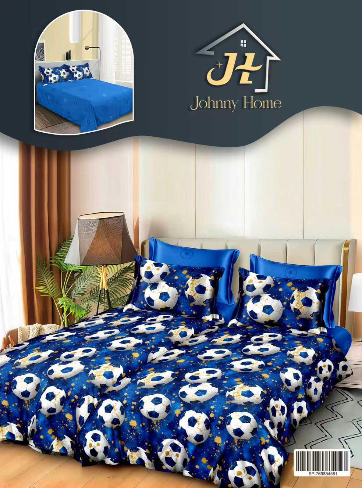 Lenjerie Pat Dublu Bumbac Satinat 7 Piese, cu 2 Cearceafuri de pilota, Football-H11113