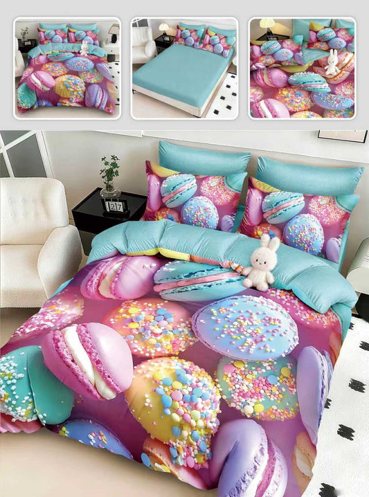 Lenjerie 5D Bumbac Finetat Premium, 6 Piese, cu Elastic, Macarons-H10948