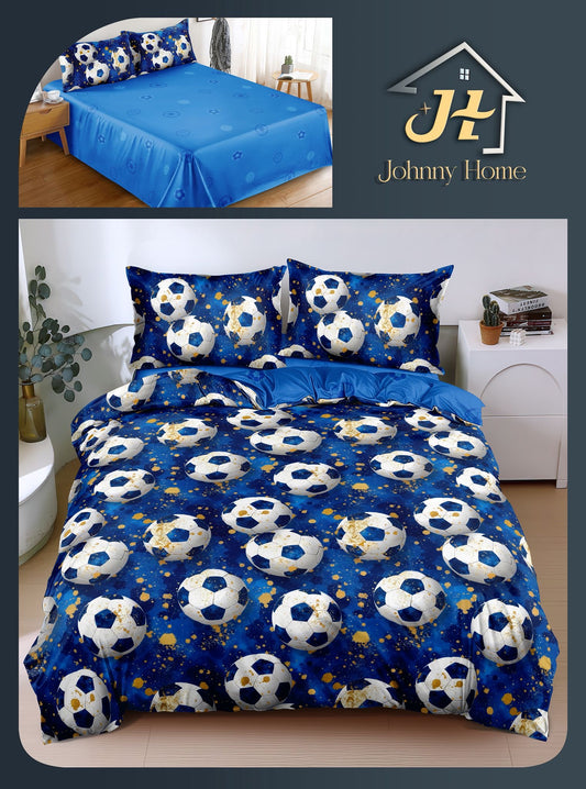 Lenjerie Pat Dublu Bumbac Satinat, 4 Piese, Football-H10852