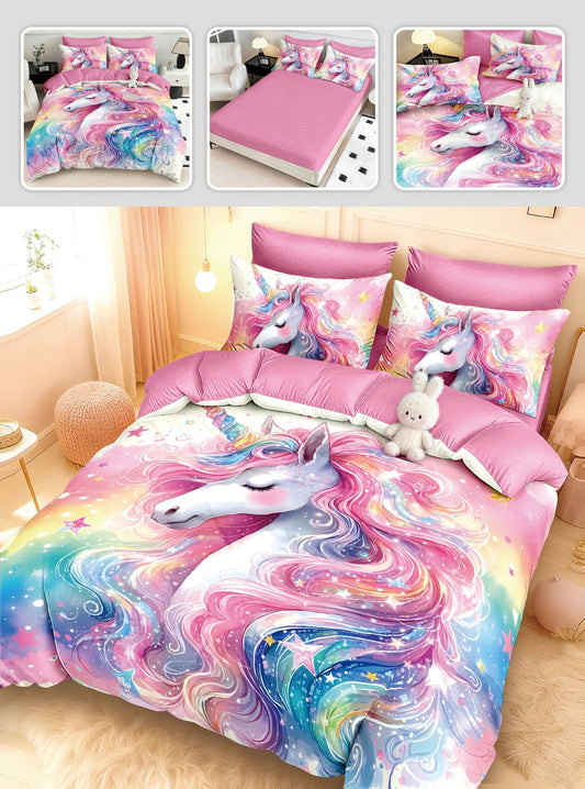 Lenjerie 5D Bumbac Finetat Premium, 6 Piese, cu Elastic, Unicorn-H10955