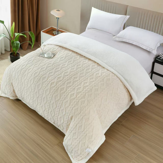 Patura Cocolino cu Fermoar, Blanita, Tip Tricotaj, Crem-H9290