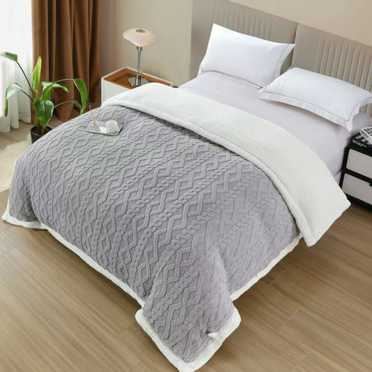 Patura Cocolino cu Fermoar, Blanita, Tip Tricotaj, Gri Deschis-H9295