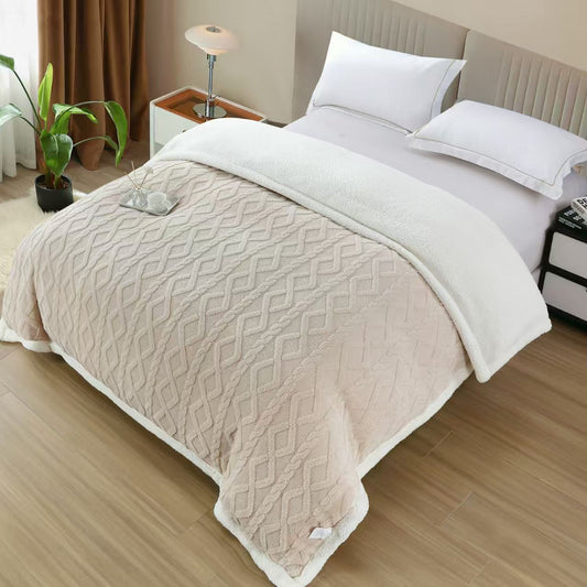 Patura Cocolino cu Fermoar, Blanita, Tip Tricotaj, Bej Deschis-H9299