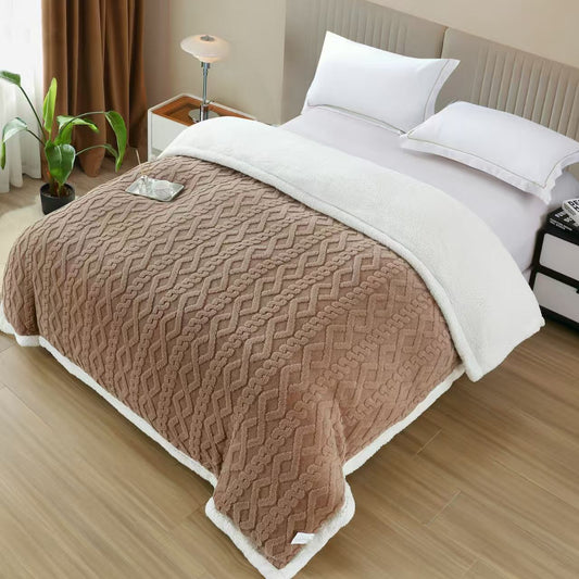 Patura Cocolino cu Fermoar, Blanita, Tip Tricotaj, Maro-H9297