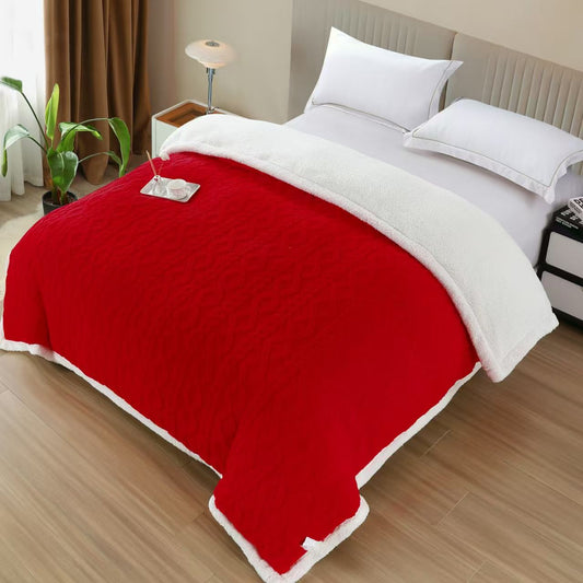 Patura Cocolino cu Fermoar, Blanita, Tip Tricotaj, Rosu-H9292