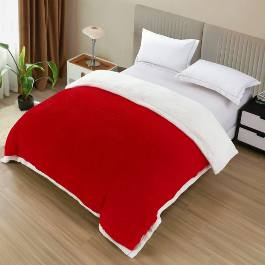 Patura Cocolino cu Fermoar, Blanita si Fluturi 3D Gofrati, Rosu-H9287