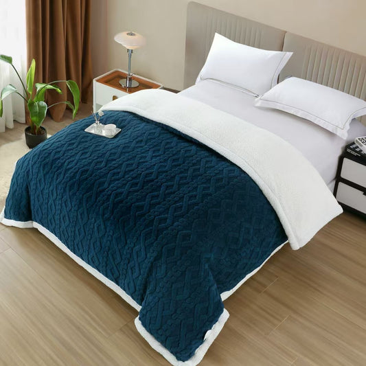 Patura Cocolino cu Fermoar, Blanita, Tip Tricotaj, Bleumarin-H9298
