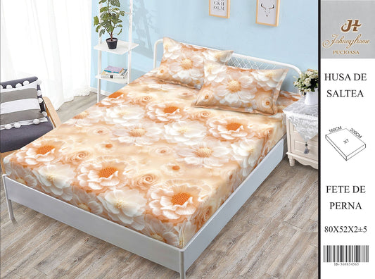 Husa de pat din Bumbac Satinat, 160x200cm+2 Fete de Perna 52x80cm-H9944