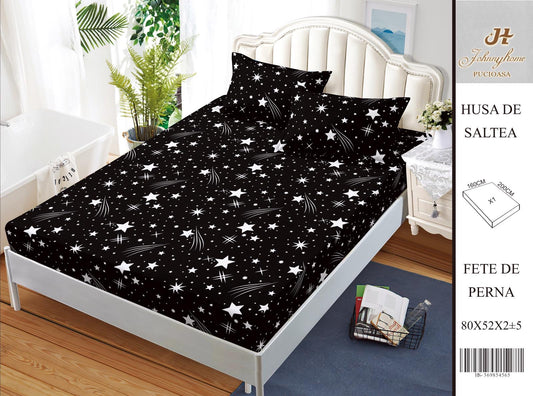 Husa de pat din Bumbac Satinat, 160x200cm+2 Fete de Perna 52x80cm-H9948