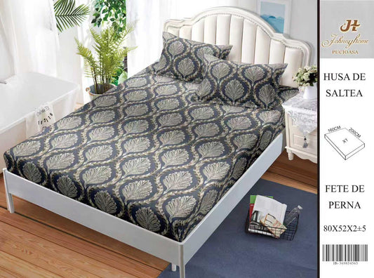 Husa de pat din Bumbac Satinat, 160x200cm+2 Fete de Perna 52x80cm-H9970