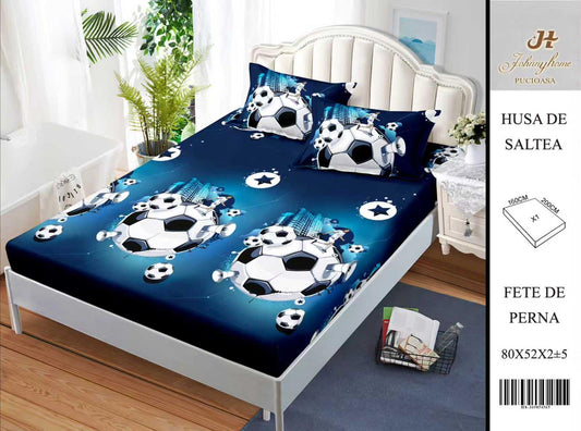 Husa de pat din Bumbac Satinat, 160x200cm+2 Fete de Perna 52x80cm-H9987