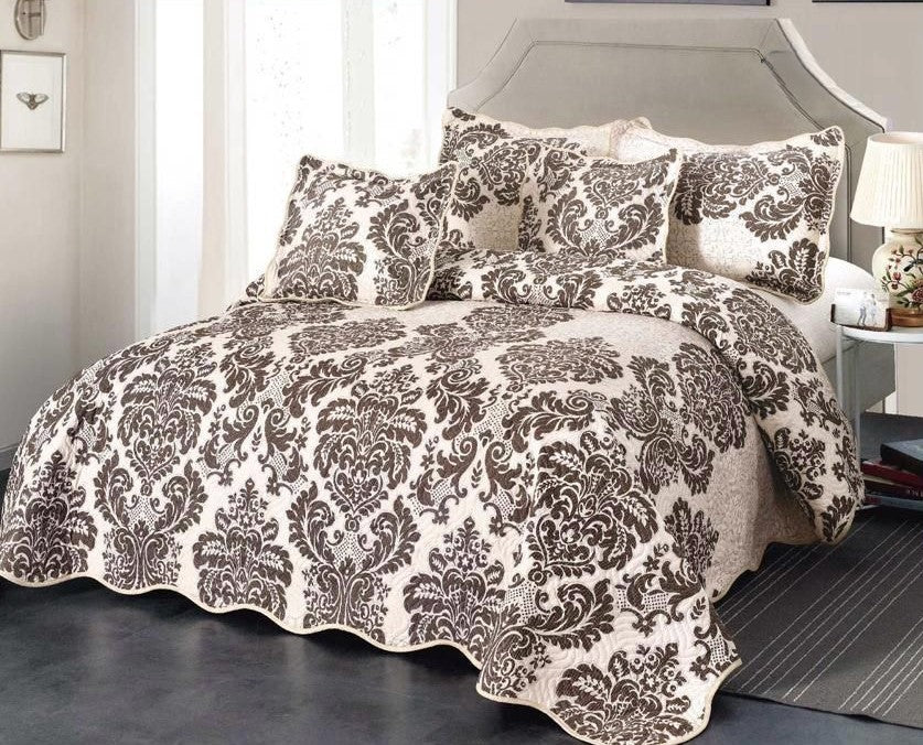Cuvertura de Pat, 5 piese, din Bumbac Finetat, Bej Royal-D4390