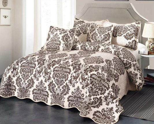 Cuvertura de Pat, 5 piese, din Bumbac Finetat, Bej Royal-D4390