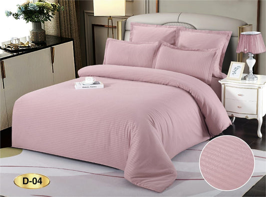 Lenjerie Pat 1 Persoana din Damasc Deluxe, 4 Piese, Roz-D10419