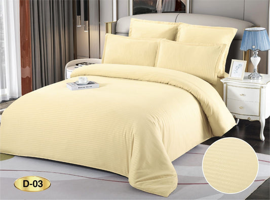 Lenjerie Pat 1 Persoana din Damasc Deluxe, 4 Piese, Galbui-D10413