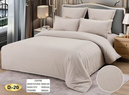Lenjerie Pat 1 Persoana din Damasc Deluxe, 4 Piese, Cabalin-D10415