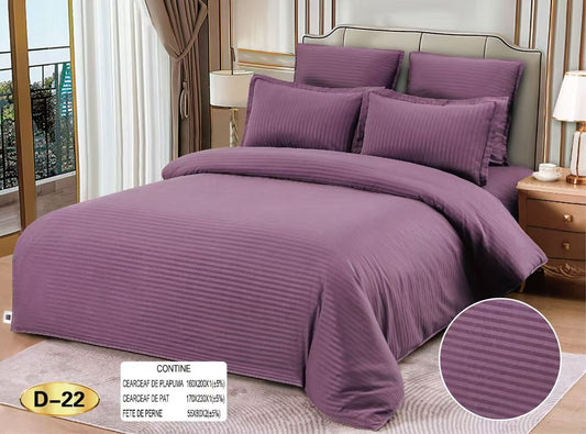 Lenjerie Pat 1 Persoana din Damasc Deluxe, 4 Piese, Mov-D10418